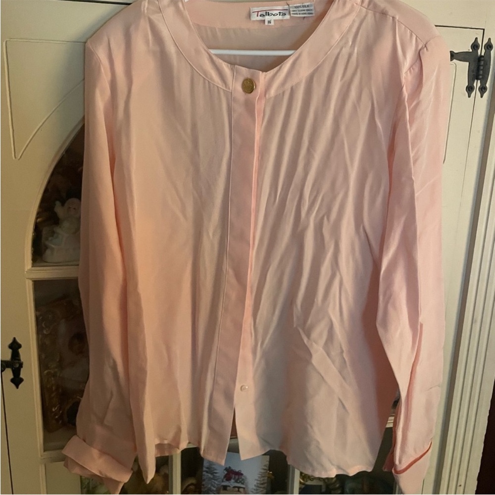 Talbots Blush Silk Blouse 16 NWT